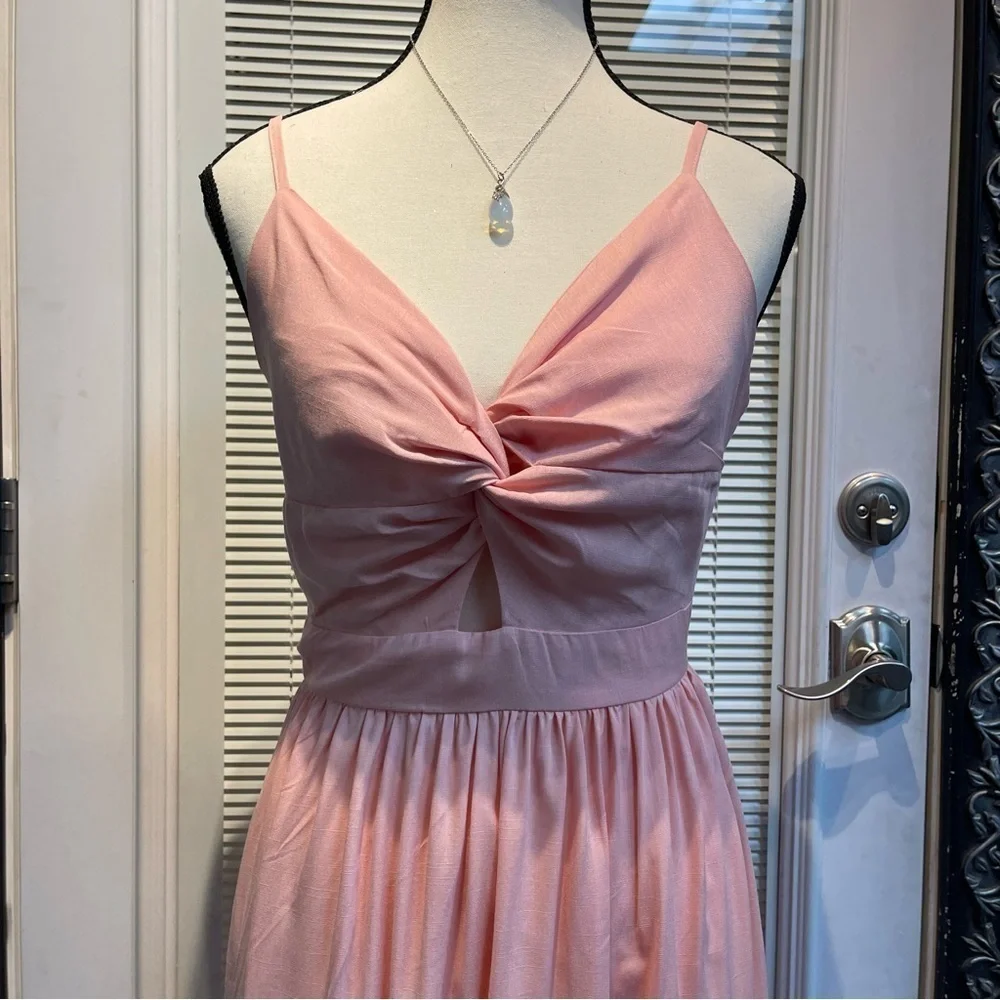 CUPSHE Maxi V Neck Twisted Sleeveless Cutout Self Tie Long Summer Formal Dress - Picture 4 of 8